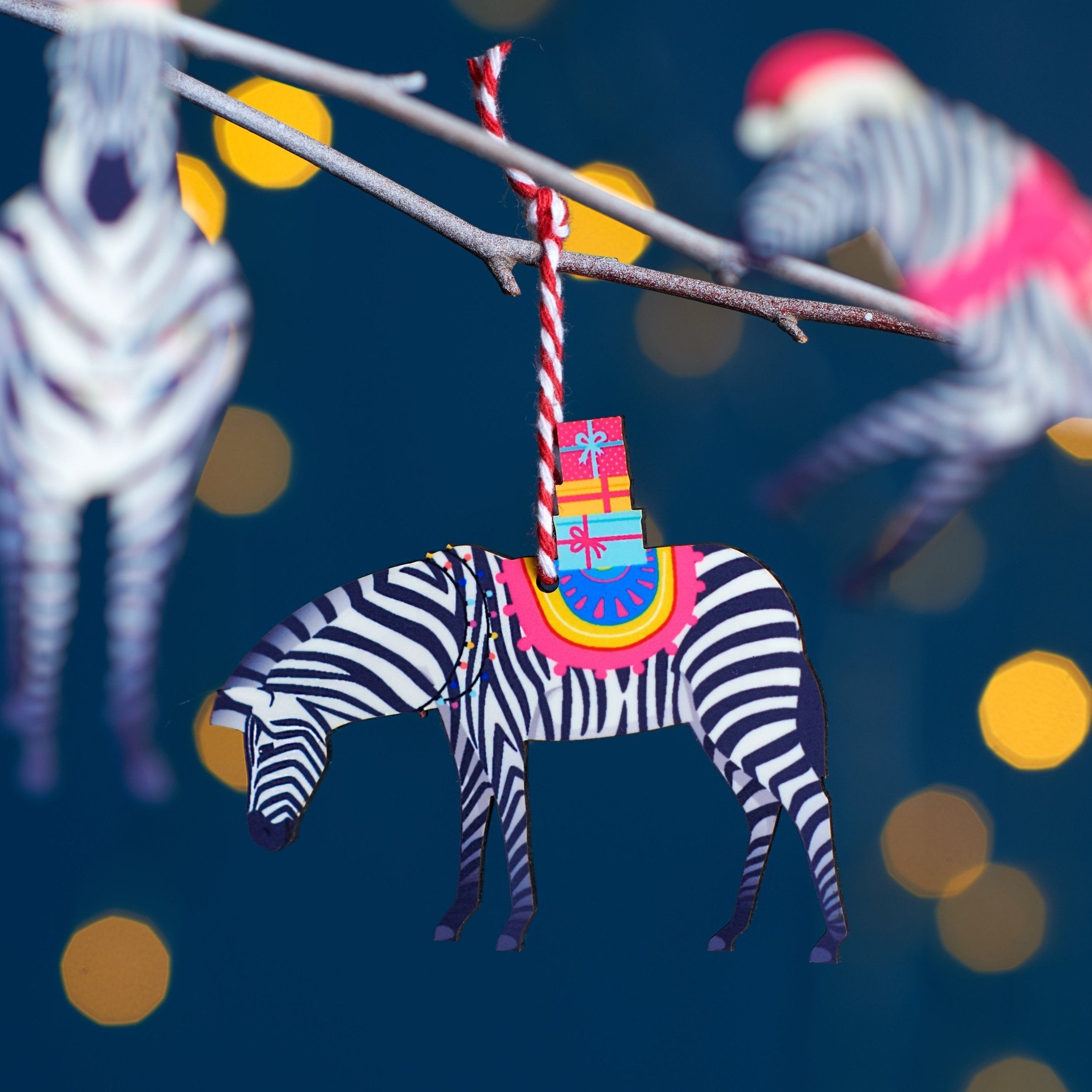 Oakdene Designs Christmas Decorations Set Of Four Christmas Zebra Decorations