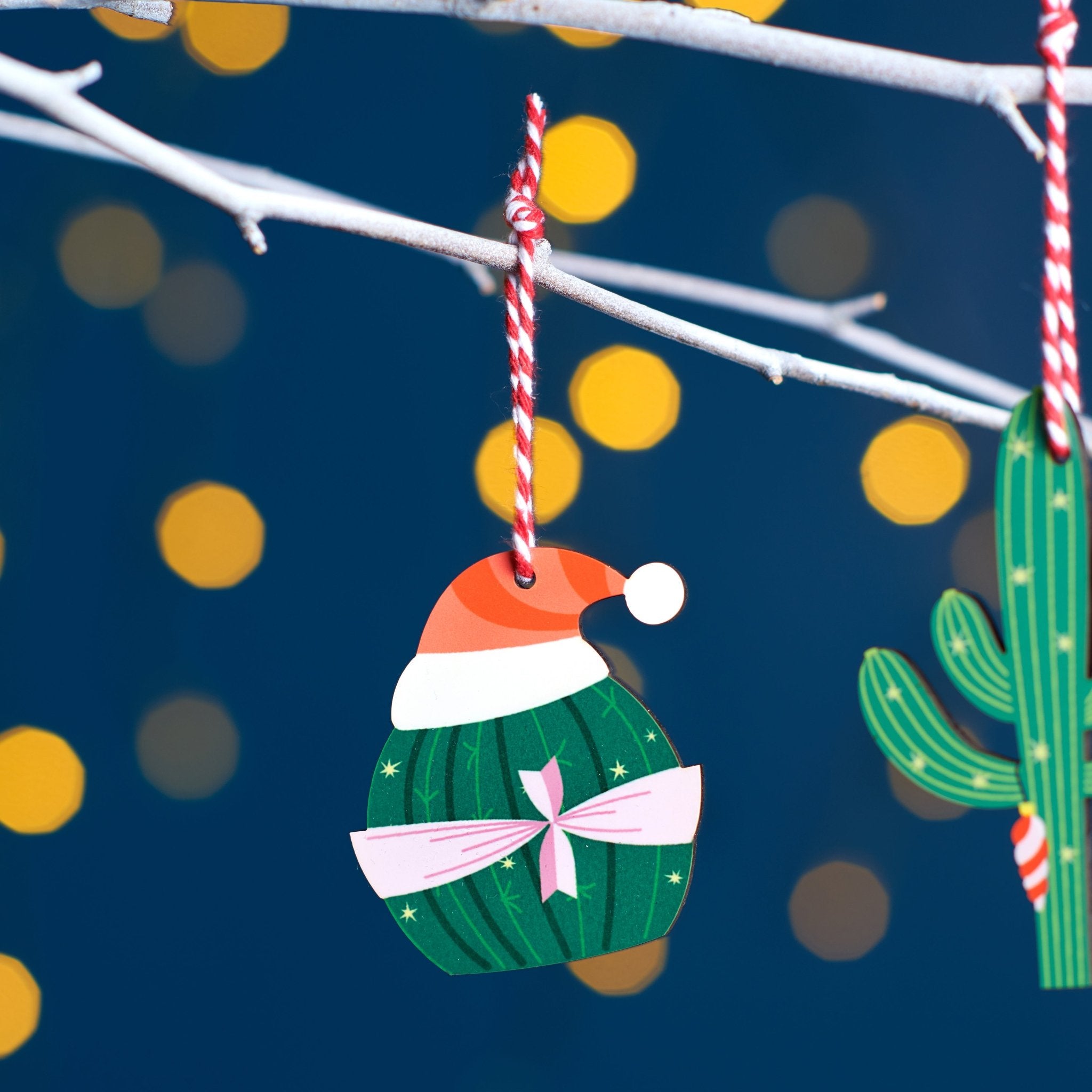 Oakdene Designs Christmas Decorations Set Of Three Festive Cactus Decorations