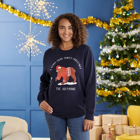 Oakdene Designs Christmas Jumper Personalised Cotton Bear Family Adult Christmas Jumper