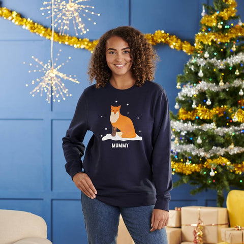 Oakdene Designs Christmas Jumper Personalised Cotton Fox Family Adult Christmas Jumper