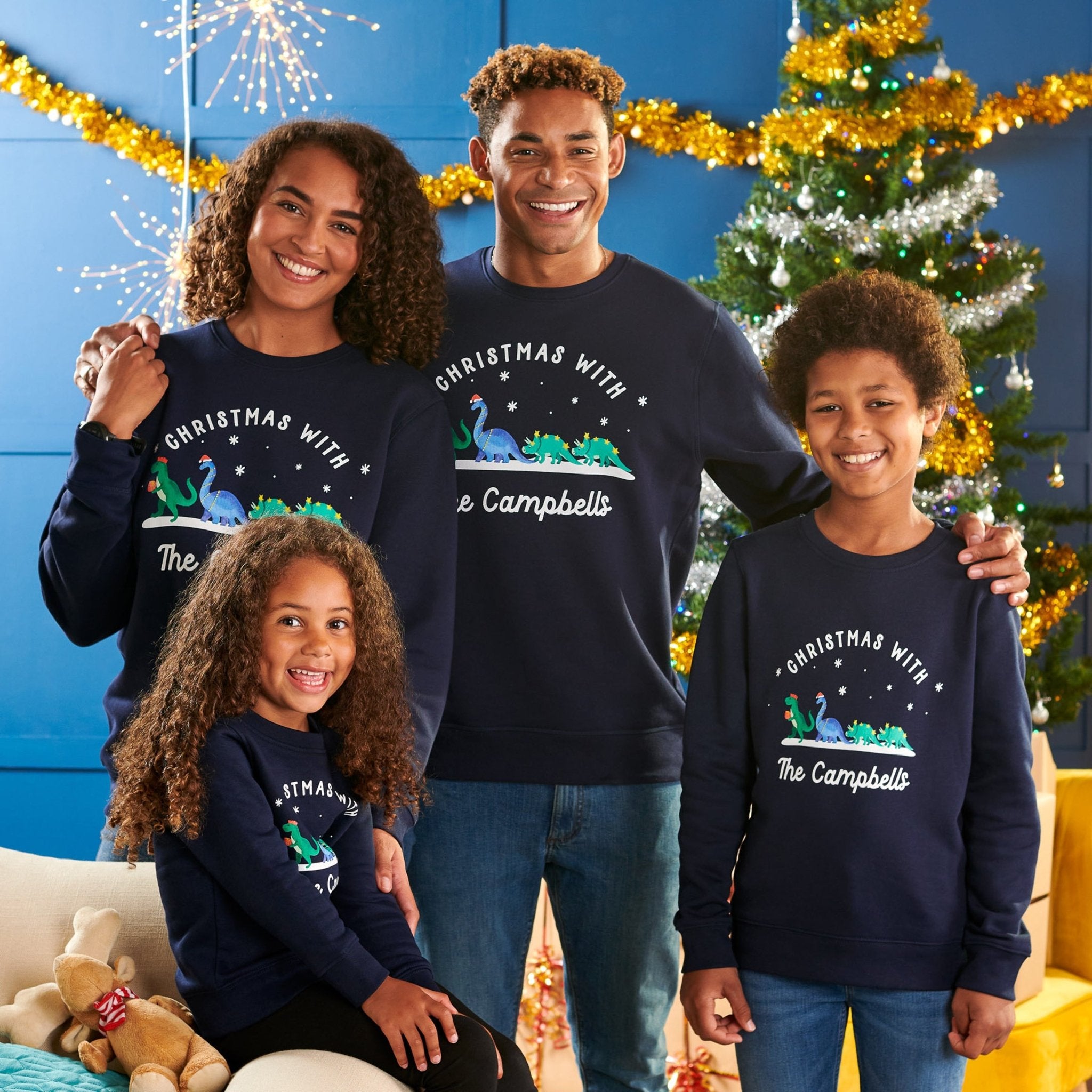 Oakdene Designs Christmas Jumper Personalised Dinosaur Family Adult Christmas Jumper Set