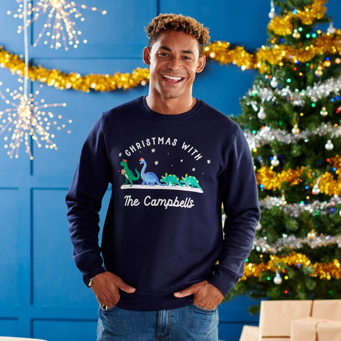 Oakdene Designs Christmas Jumper Personalised Dinosaur Family Adult Christmas Jumper Set