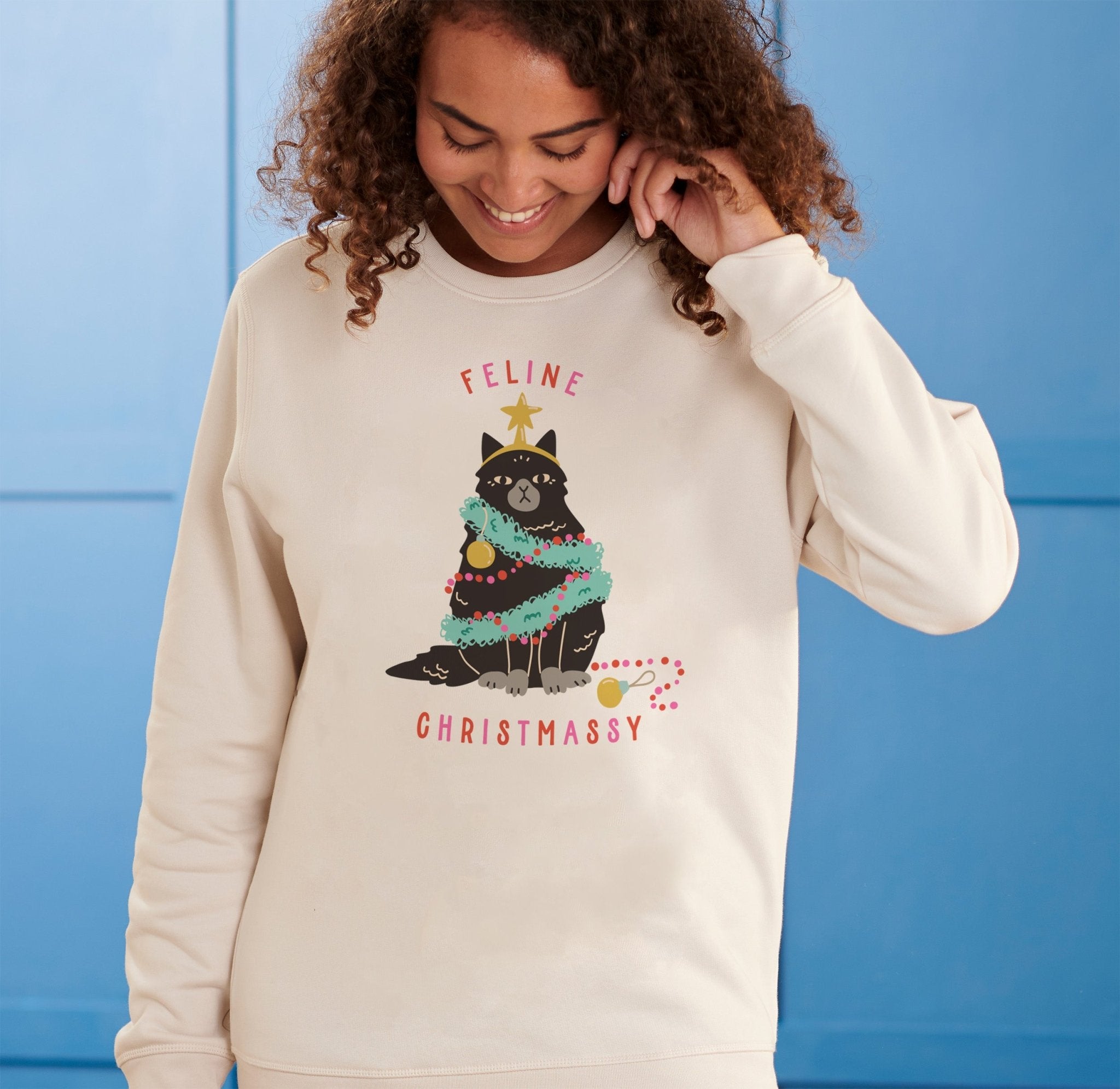 Oakdene Designs Christmas Jumper Women's 'Feline Christmassy' Cat Christmas Jumper