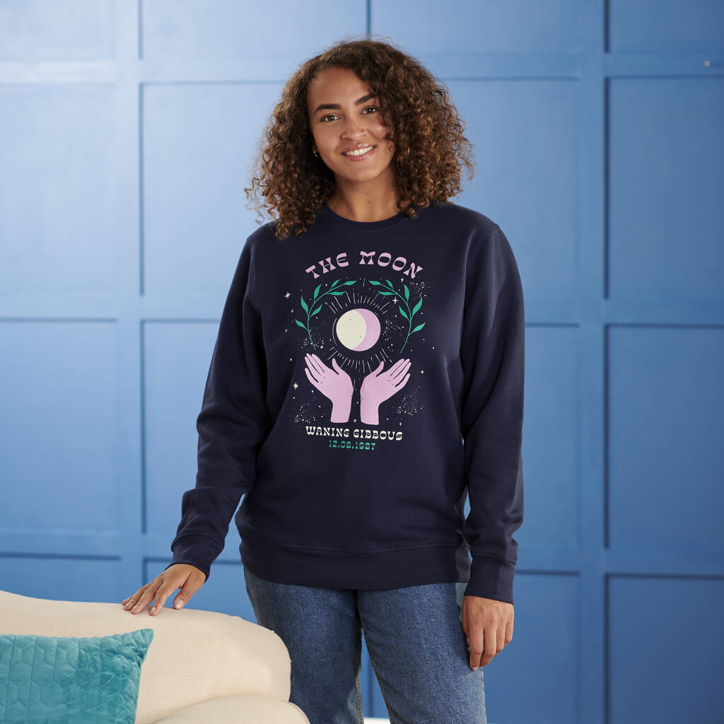 Oakdene Designs Clothing Personalised Organic Cotton Moon Phase Jumper