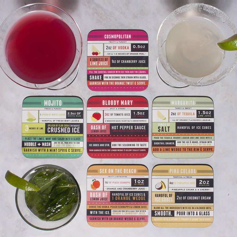 Oakdene Designs Coasters Cocktail Recipe Coaster Set