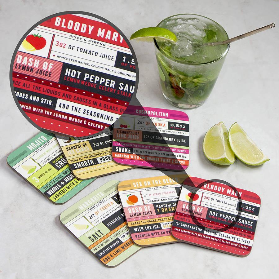 Oakdene Designs Coasters Cocktail Recipe Coaster Set