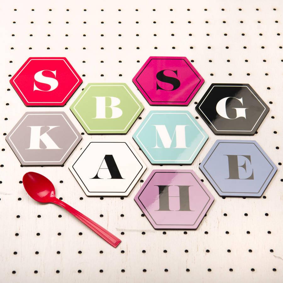 Oakdene Designs Coasters Personalised Hexagonal Monogram Coasters