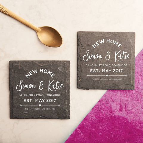 Oakdene Designs Coasters Personalised 'New Home' Slate Coasters