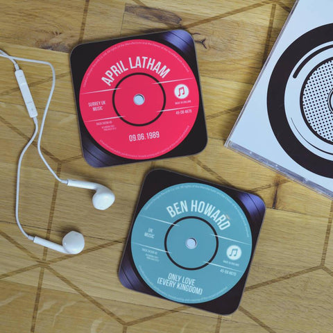 Oakdene Designs Coasters Personalised Record Vinyl Drinks Coaster