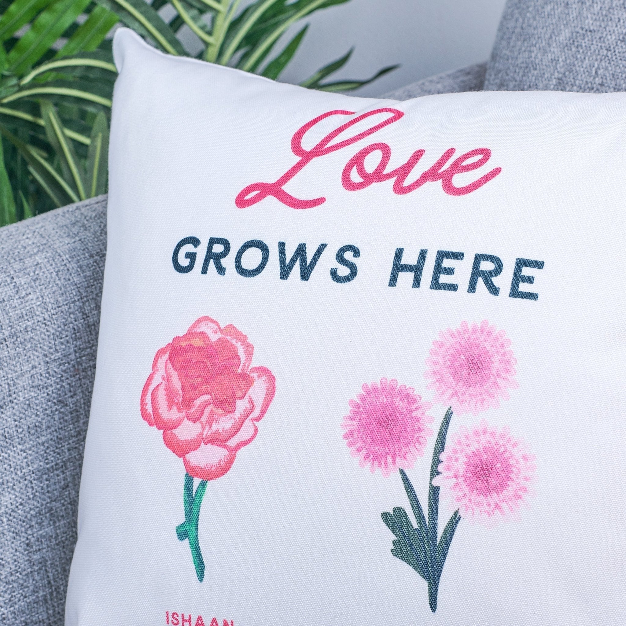 Oakdene Designs Cushions Personalised Couples Birth Flower Cushion