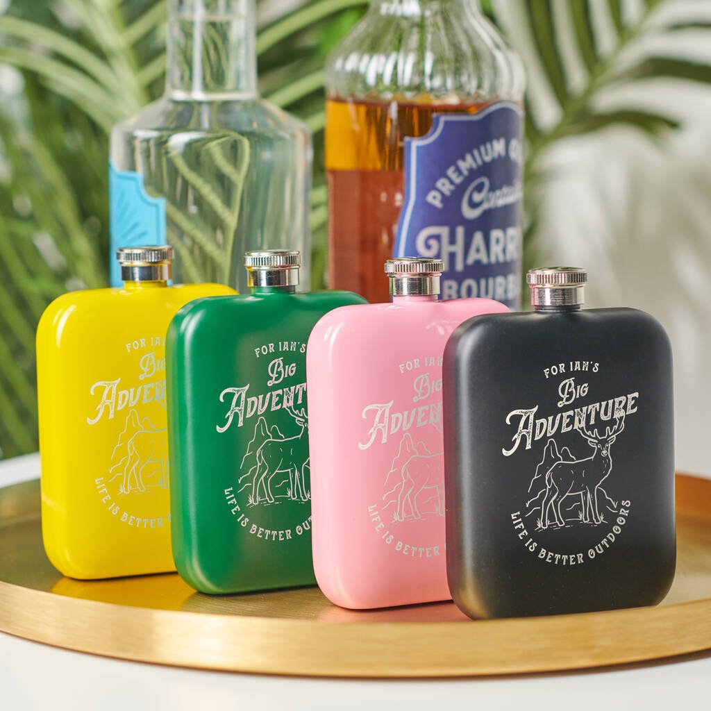 Oakdene Designs Food / Drink Personalised Big Adventure Hip Flask