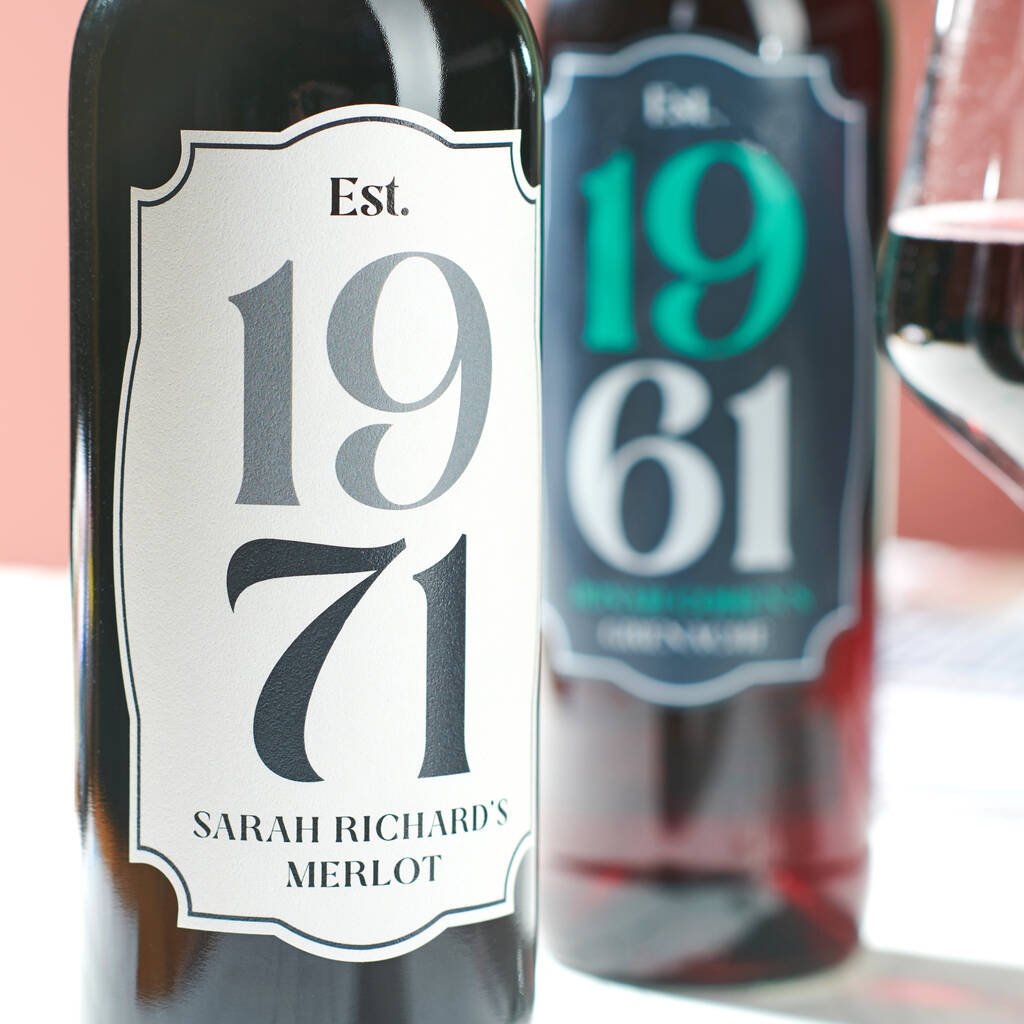 Oakdene Designs Food / Drink Personalised Birth Year Wine Bottle Label