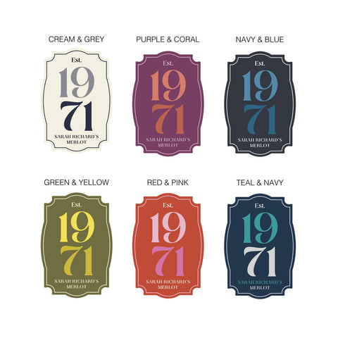 Oakdene Designs Food / Drink Personalised Birth Year Wine Bottle Label