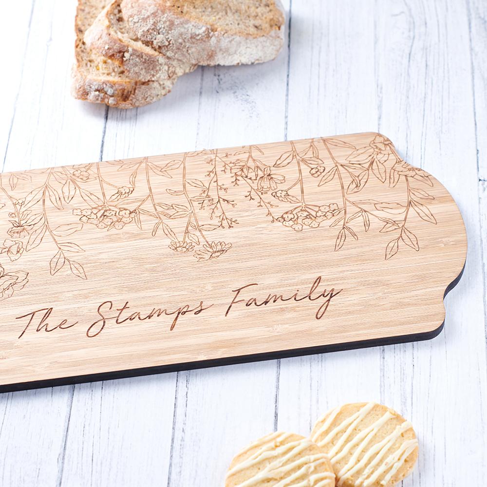 Oakdene Designs Food / Drink Personalised Floral Engraved Serving Board