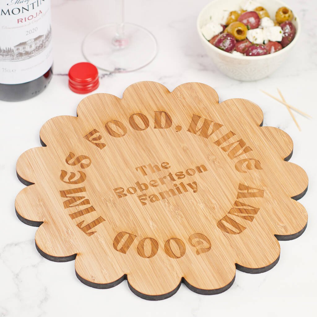 Oakdene Designs Food / Drink Personalised 'Good Times' Scalloped Serving Board