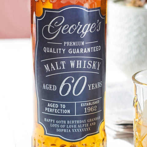 Oakdene Designs Food / Drink Personalised Metallic Birthday Vintage Style Whisky Label