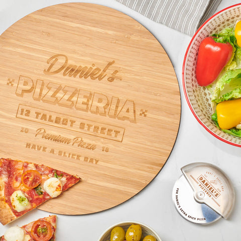 Oakdene Designs Food / Drink Personalised Pizza Board And Cutter Set