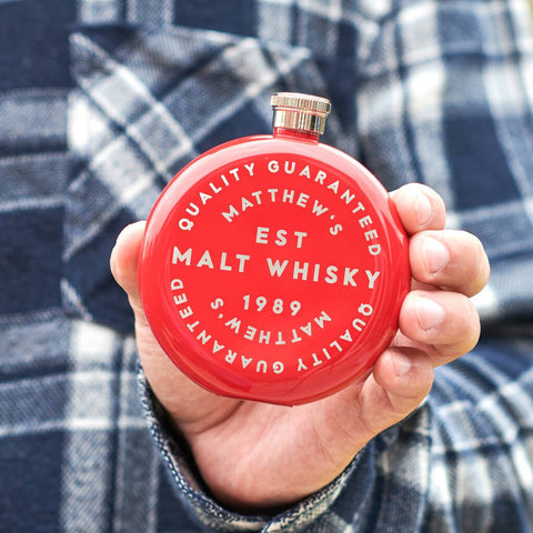 Oakdene Designs Food / Drink Personalised Round Label Hip Flask