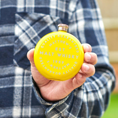 Oakdene Designs Food / Drink Personalised Round Label Hip Flask