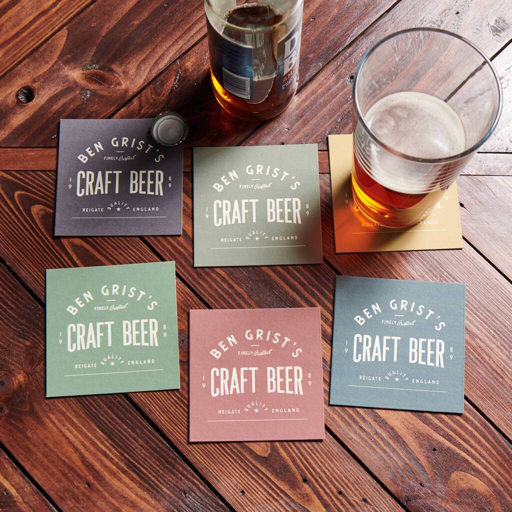 Oakdene Designs Food / Drink Personalised Set Of Six Beer Mats