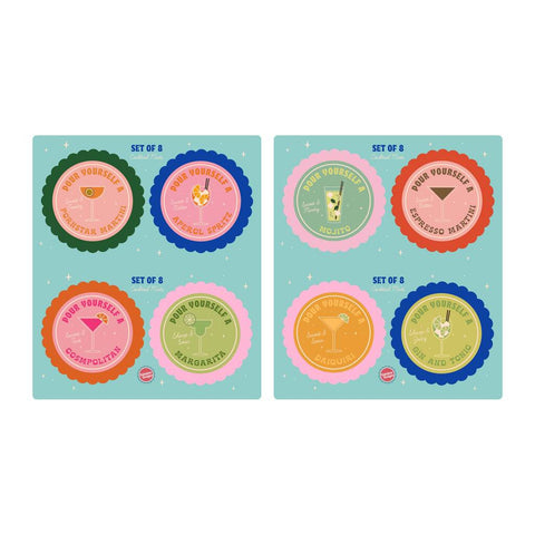 Oakdene Designs Food / Drink Set Of Colourful Cocktail Mats