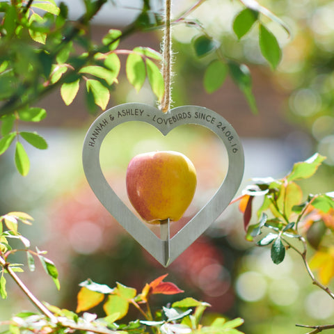 Oakdene Designs Garden Personalised Heart Shaped Couples Metal Bird Feeder