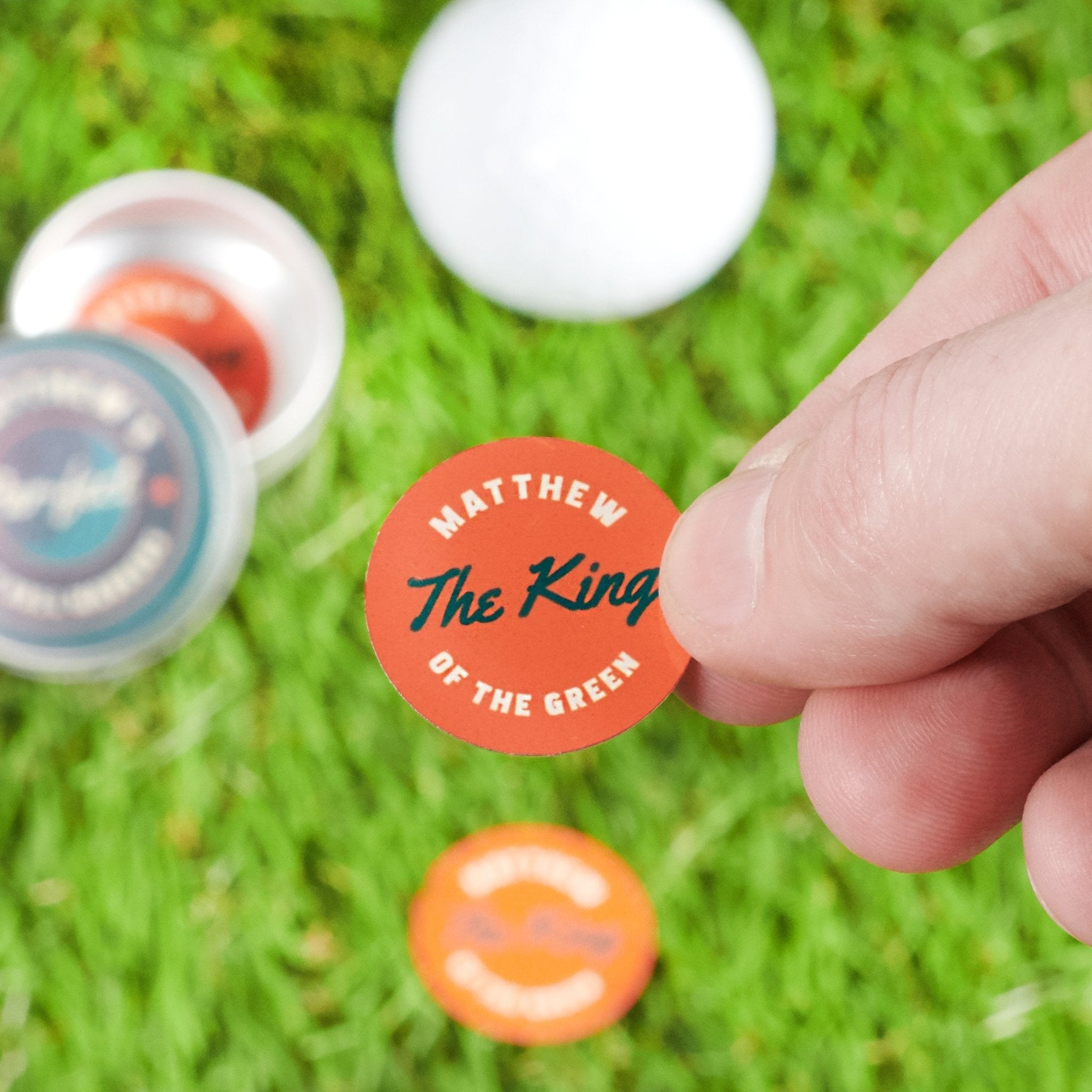 Oakdene Designs Golf Accessories Personalised Colourful Golf Ball Marker Set In Tin