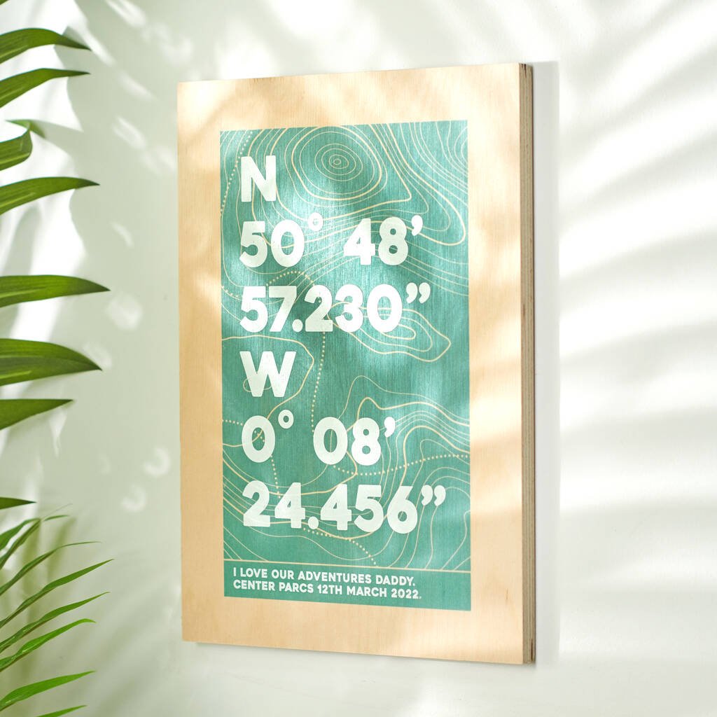 Oakdene Designs Home Decor Personalised Coordinates Location Wooden Print