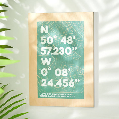 Oakdene Designs Home Decor Personalised Coordinates Location Wooden Print