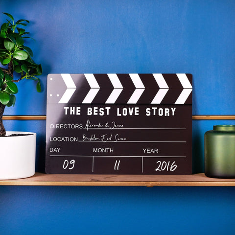 Oakdene Designs Home Decor Personalised 'Love Story' Hollywood Clapper Metal Sign