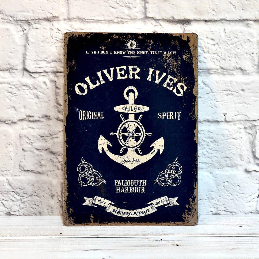 Oakdene Designs Home Decor Personalised Nautical Metal Sign