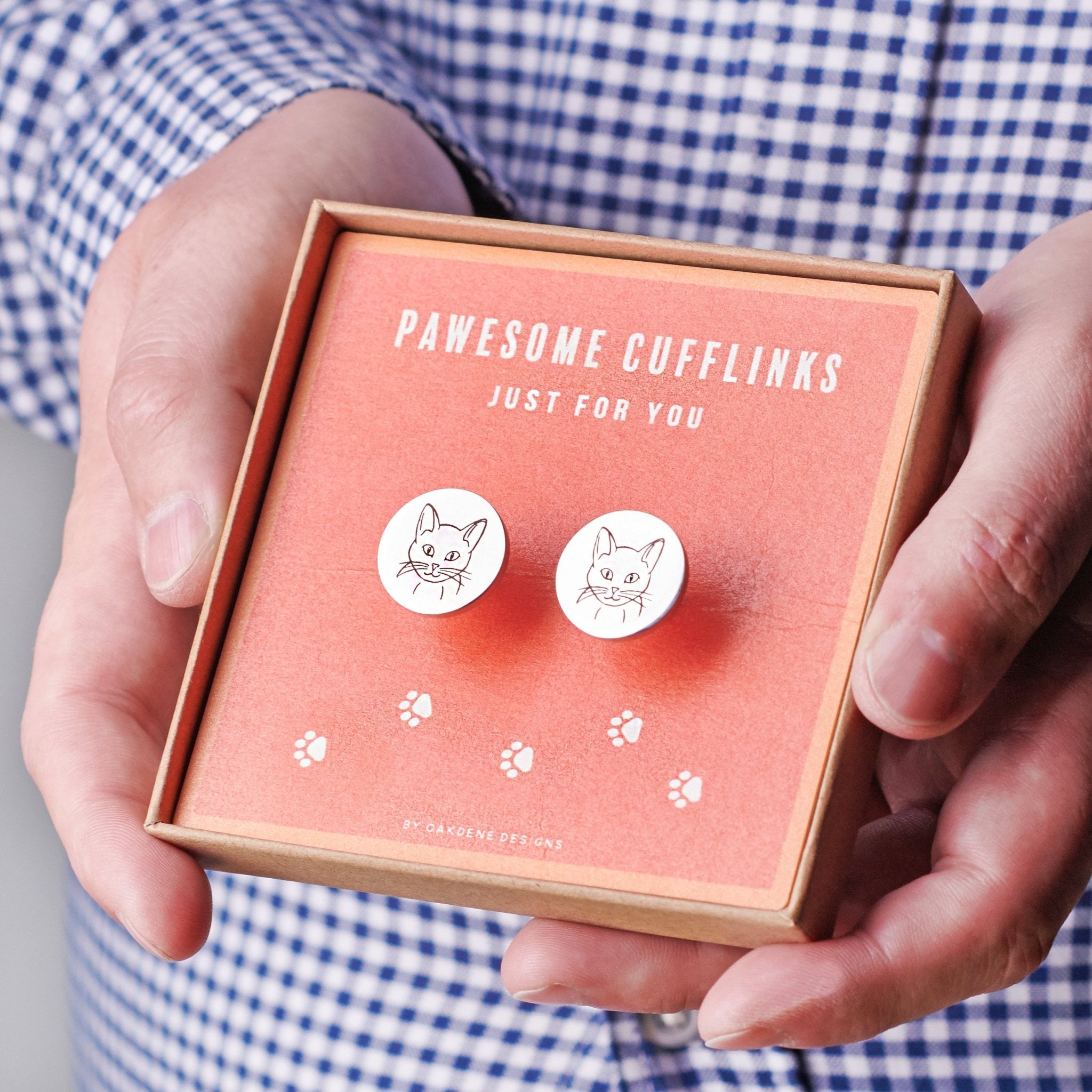 Oakdene Designs Jewellery Personalised Cat Breed Cufflinks