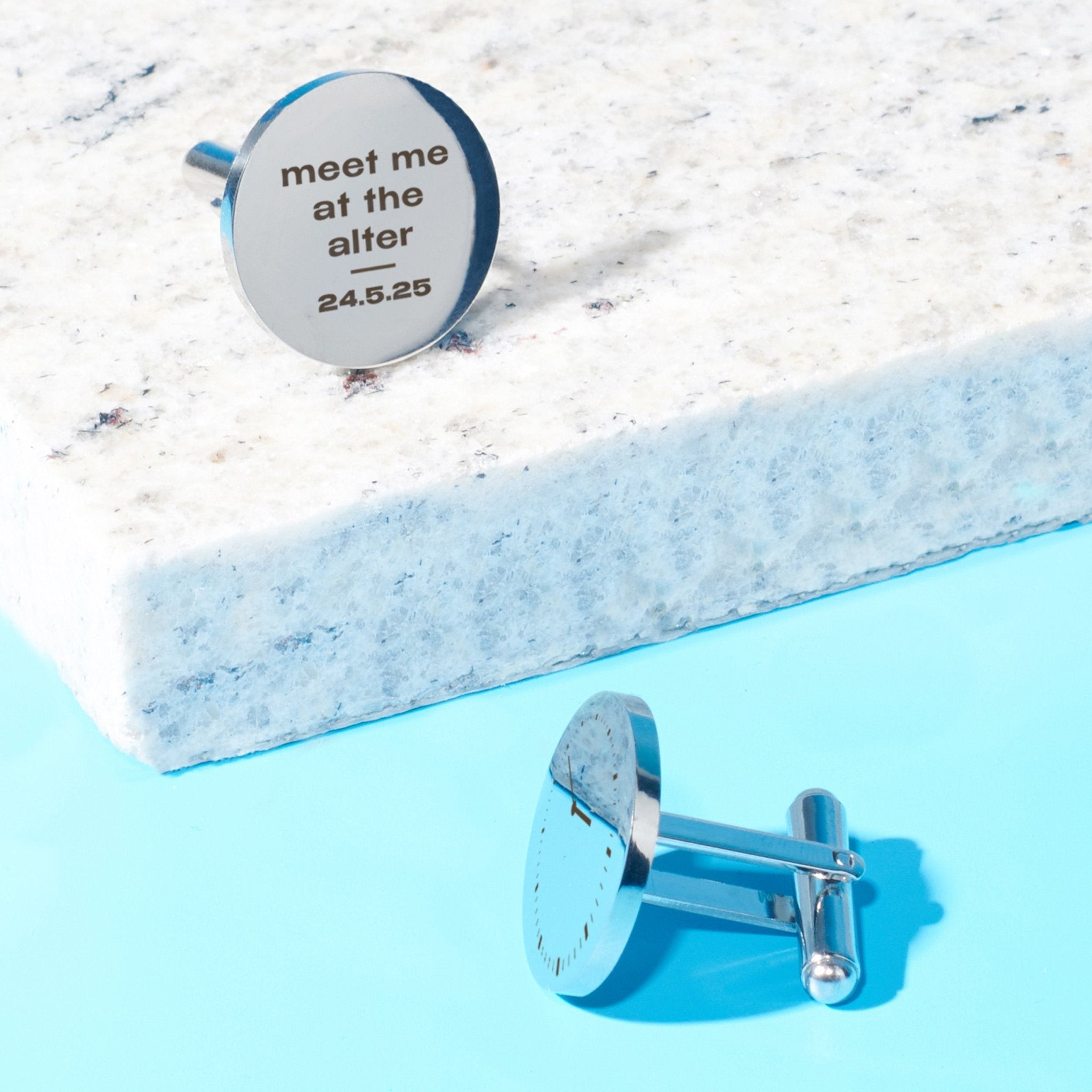 Oakdene Designs Jewellery Personalised 'Meet Me At The Alter' Men's Cufflinks