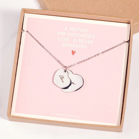 Oakdene Designs Jewellery Personalised Mother Daughter Heart Necklace