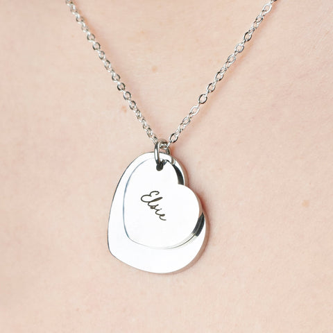 Oakdene Designs Jewellery Personalised Mother Daughter Heart Necklace