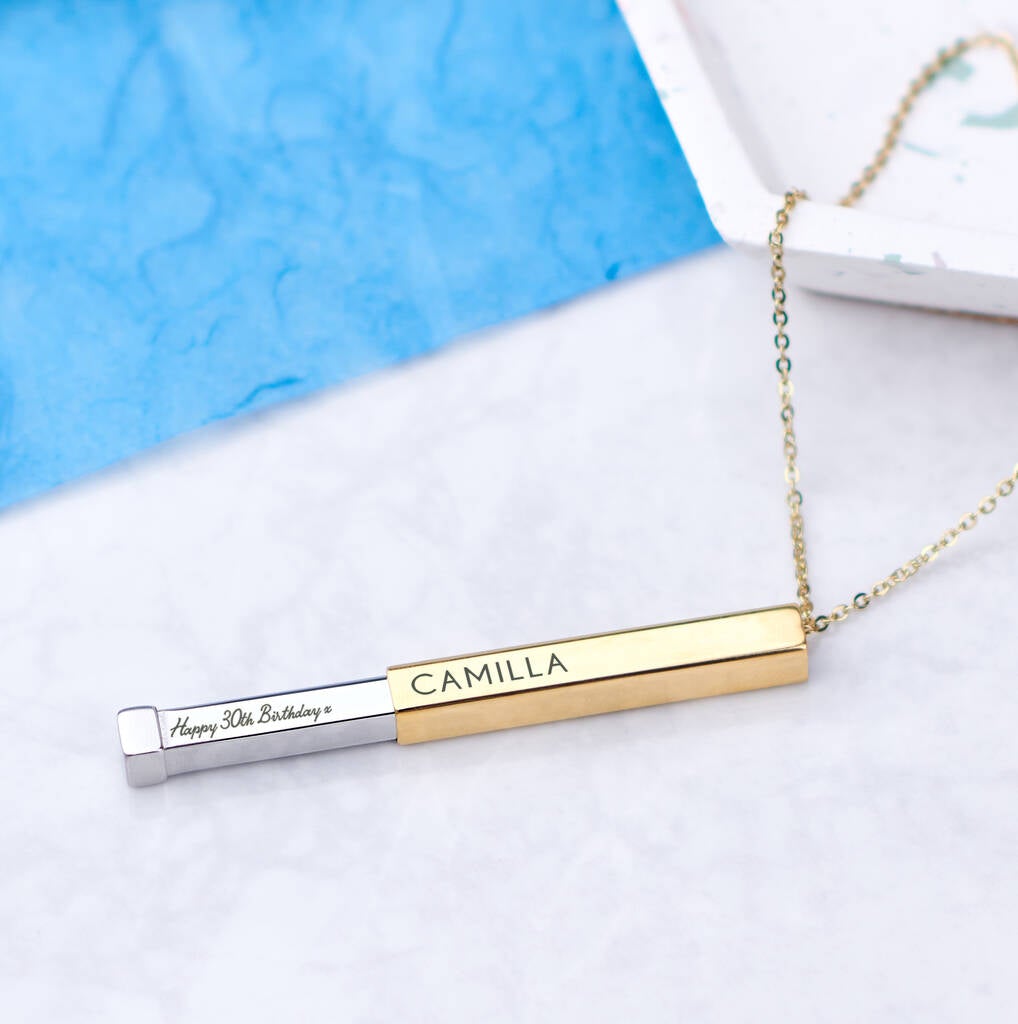 Oakdene Designs Jewellery Personalised Secret Message Bar Necklace