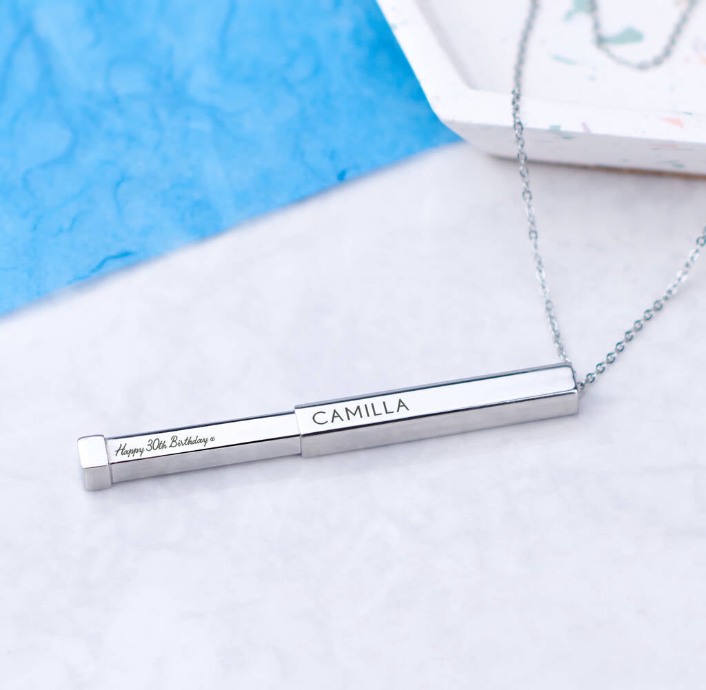 Oakdene Designs Jewellery Personalised Secret Message Bar Necklace