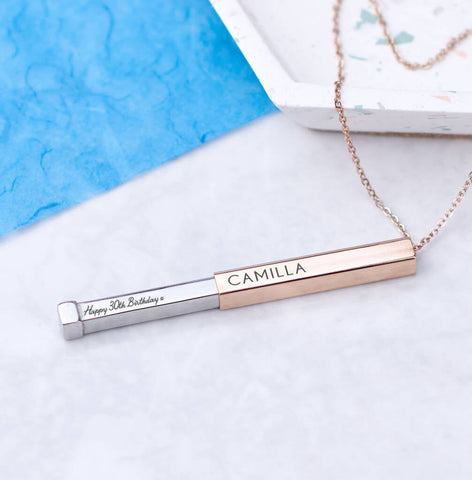 Oakdene Designs Jewellery Personalised Secret Message Bar Necklace