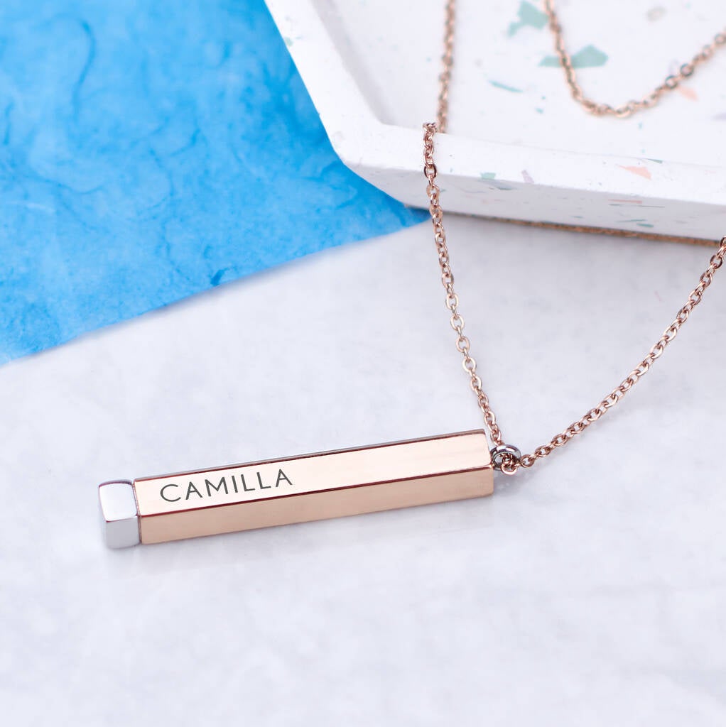 Oakdene Designs Jewellery Personalised Secret Message Bar Necklace