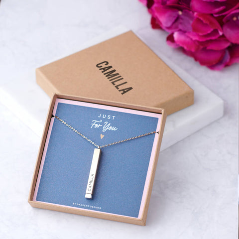 Oakdene Designs Jewellery Personalised Secret Message Bar Necklace