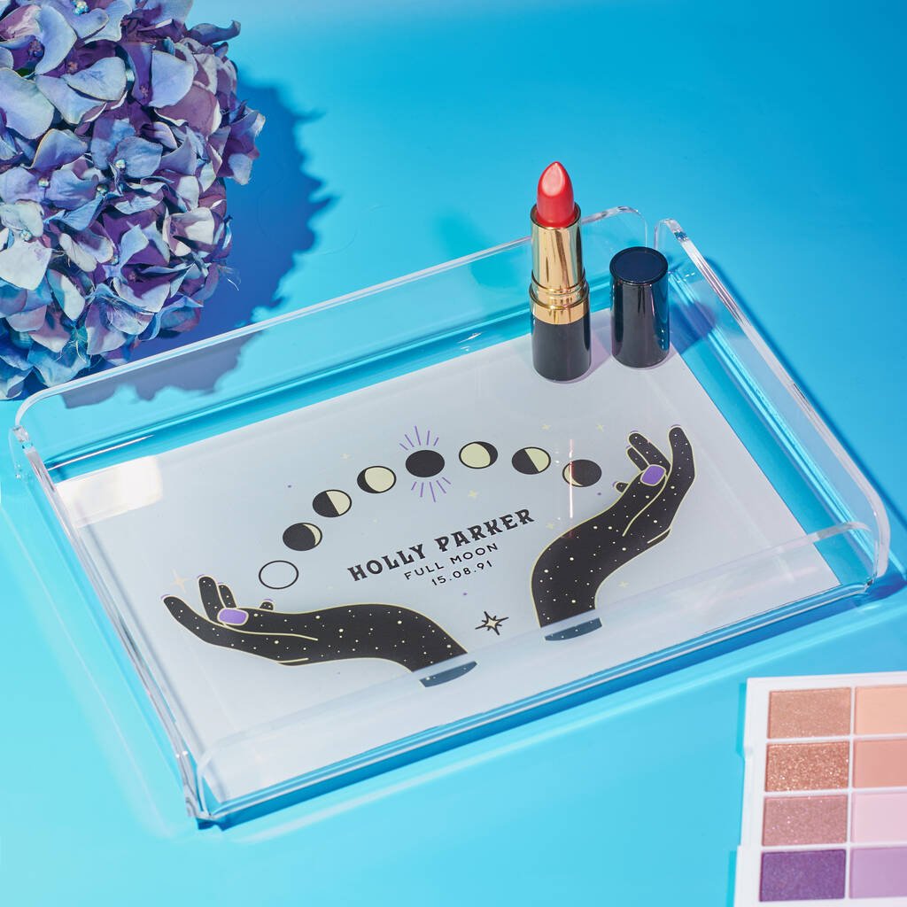 Oakdene Designs Keepsakes & Tokens Personalised Acrylic Moon Phase Make Up Tray