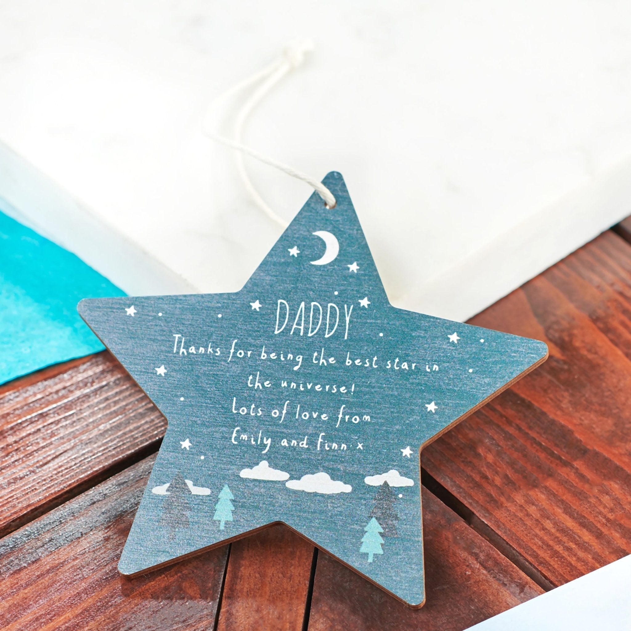 Oakdene Designs Keepsakes & Tokens Personalised Father's Day Wooden Star Keepsake