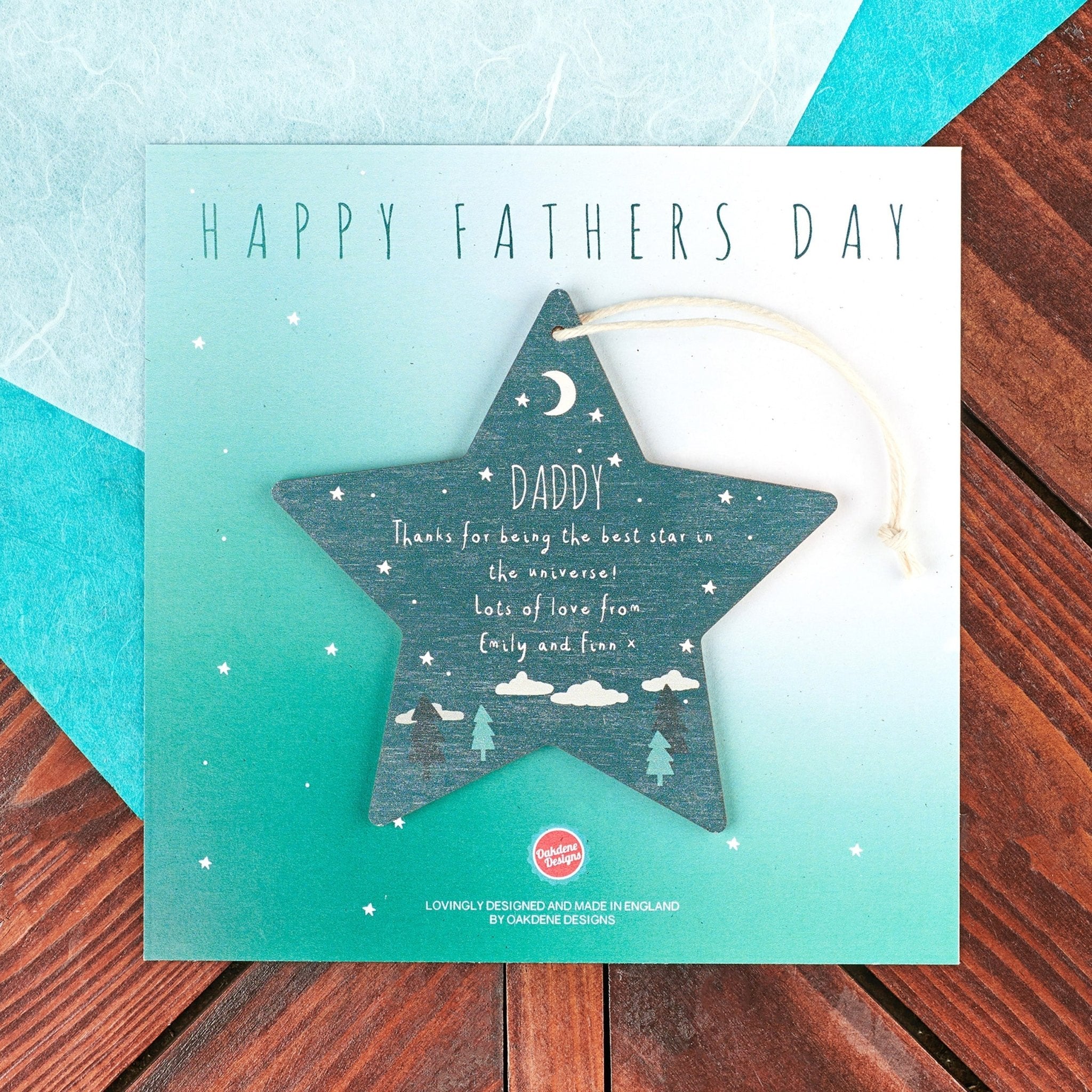 Oakdene Designs Keepsakes & Tokens Personalised Father's Day Wooden Star Keepsake