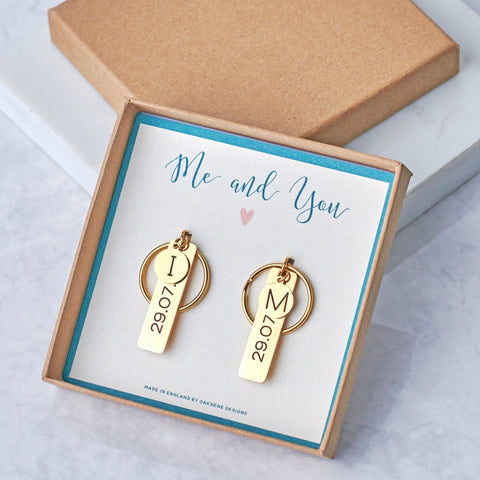 Oakdene Designs Keyrings Personalised Couples Initial Keyring