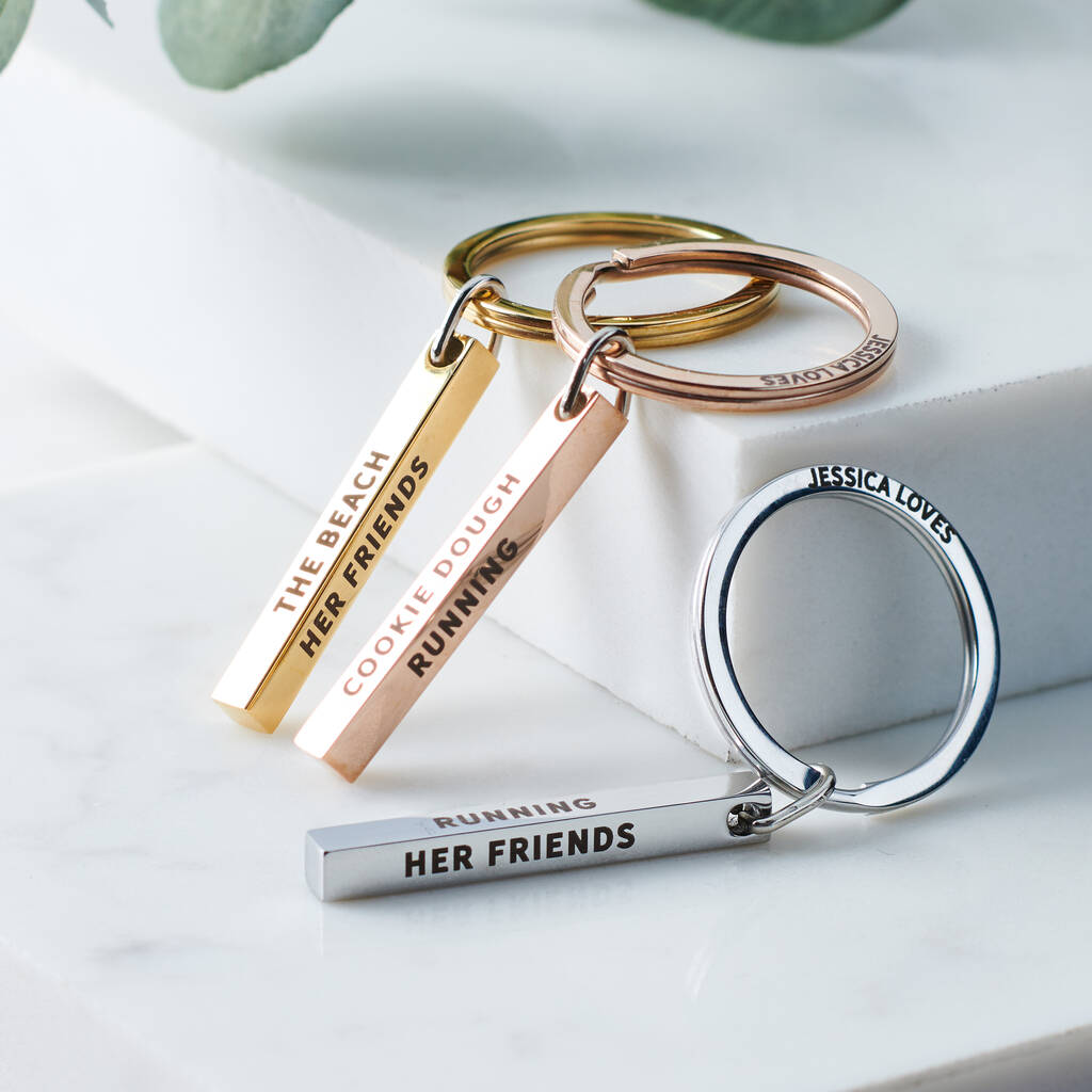 Oakdene Designs Keyrings Personalised Likes Metal Bar Keyring