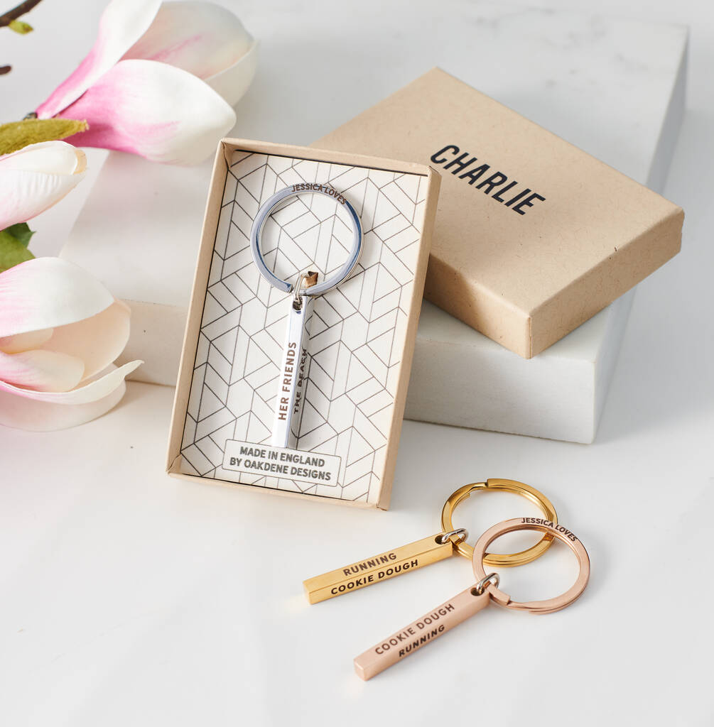 Oakdene Designs Keyrings Personalised Likes Metal Bar Keyring