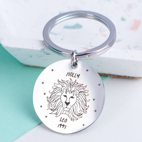 Oakdene Designs Keyrings Personalised Star Sign Keyring