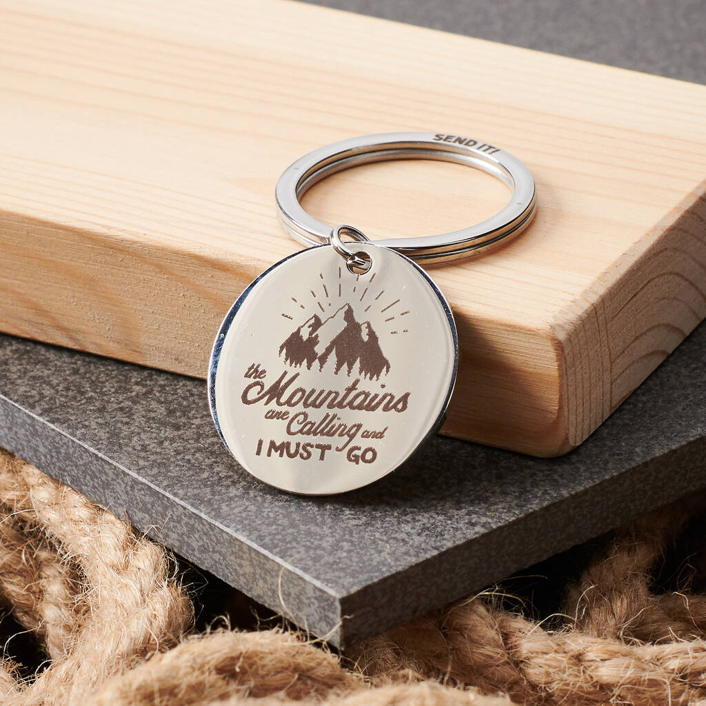 Oakdene Designs Keyrings Personalised 'The Mountains Are Calling' Metal Keyring