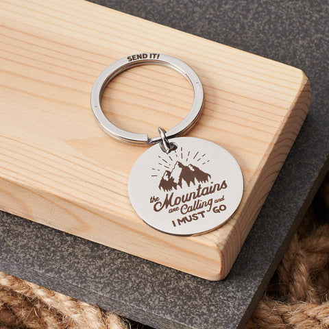 Oakdene Designs Keyrings Personalised 'The Mountains Are Calling' Metal Keyring