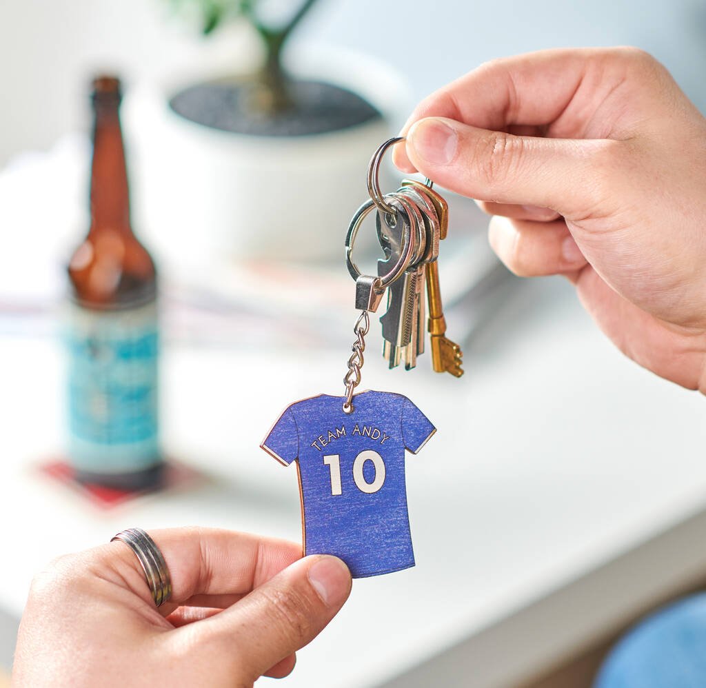 Oakdene Designs Keyrings Personalised Wooden Football Shirt Keyring